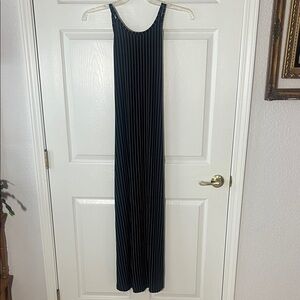 Vintage 90s City Triangles Black and White Striped Maxi Dress, Sz Medium